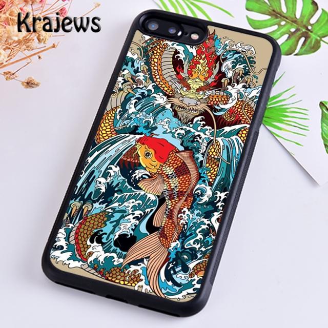 Krajews Koi carp fish japanese skull tattoo Phone Case For iPhone 17 Air 16 15 14 plus 11 12 13 pro max Plus coque Fundas