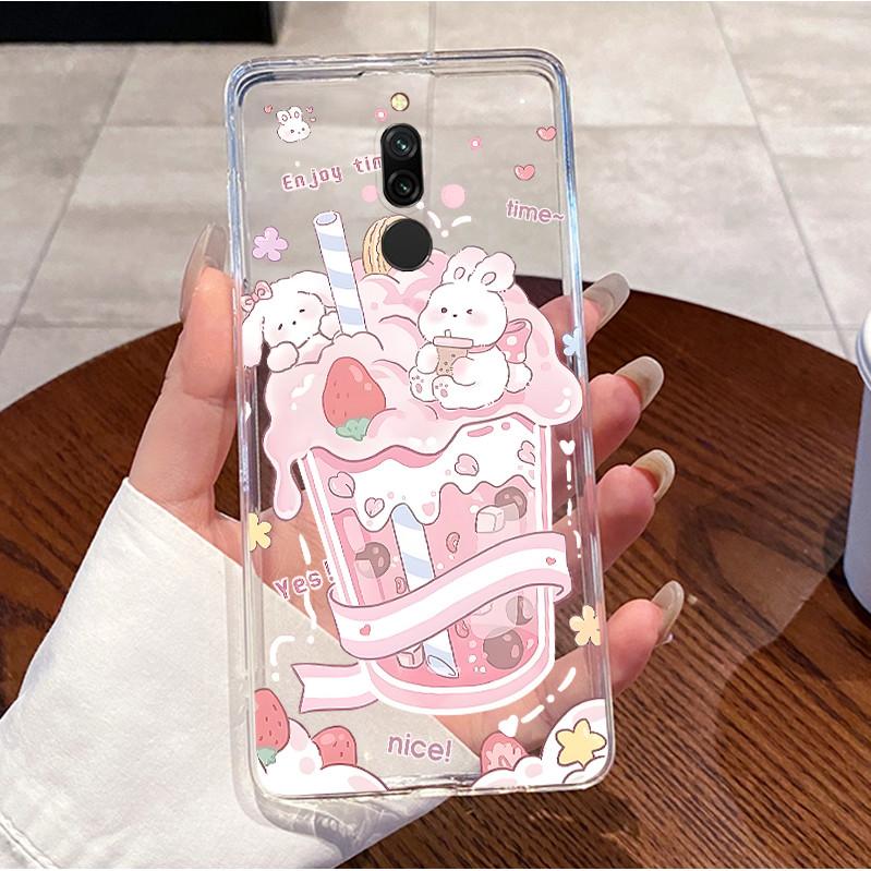 Задняя крышка для Xiaomi Redmi 8 8A Чехол Прозрачный Роскошный Милый Любовь Кролик Крутой Забавный Рисунок Прозрачный ТПУ Мягкий Силикон Чехол для Телефона