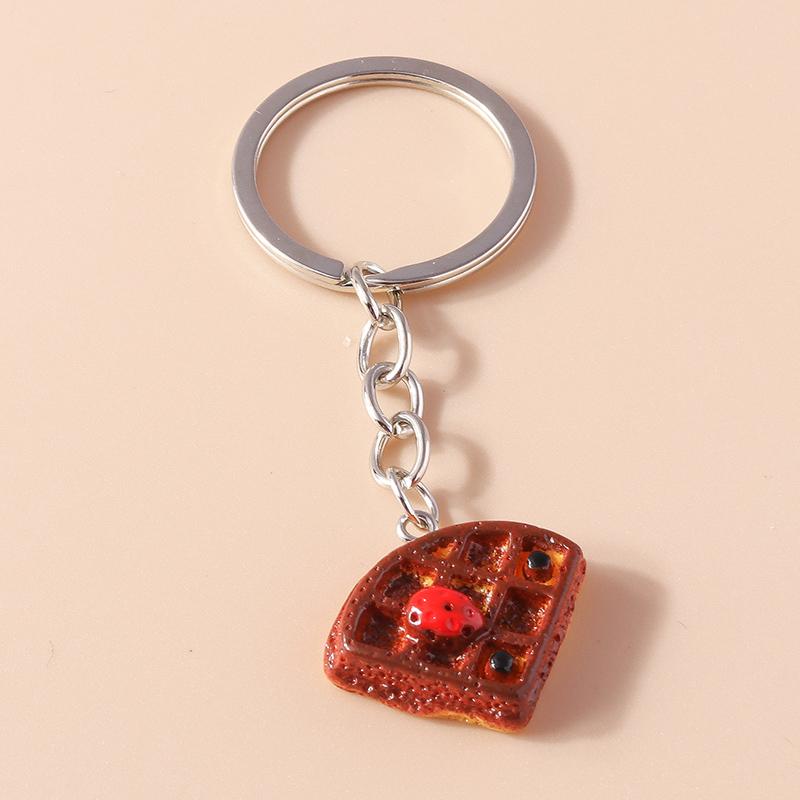 Cute Resin Simulation Food Keychain Cookies Chocolate Key Ring for Car Key Holder Handbag Pendant DIY Jewelry Gifts