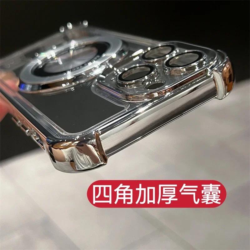 Беспроводная зарядка Magsafe Кольцо Держатель Чехол Для iPhone 11 12 13 14 15 16 Pro Max Plus Прозрачный Магнитный Бампер Чехол