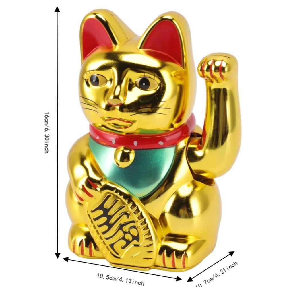 Plastic Maneki Neko Tabletop Ornament Gold Swing Arm Feng Shui Cat Hotel Cafe Desktop Statue