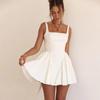 Dress Sleeveless Backless Bow Back Corset Pleated Women Dress Elegant Party Y2K Casual Dresses QT2396