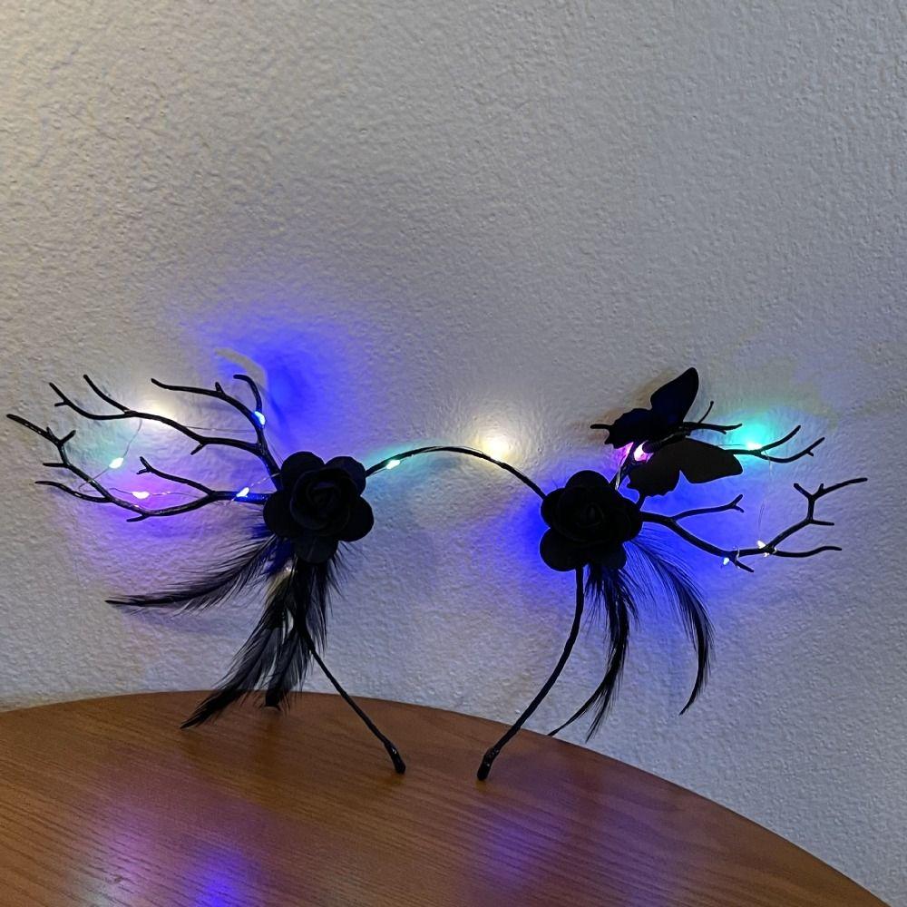 LED Fairy Deer Ear Headband Elk Ears Kids Head Wear Halloween Glowing Antler Hair Hoop  Photo Props