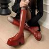 Модные женские сапоги на платформе до колена на очень высоком каблуке 2025 года, модные зимние новые зимние ботинки челси, туфли-лодочки Mujer Leather Botas