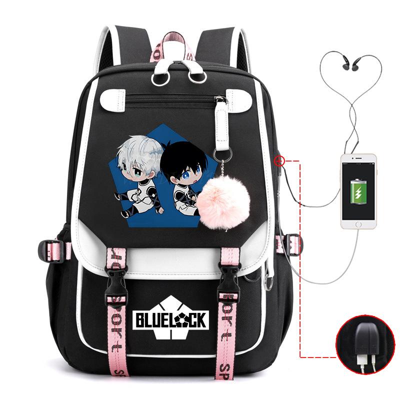 Blue Prison Anime School Bag College Wind Large Capacity Middle School Student Usb Backpack