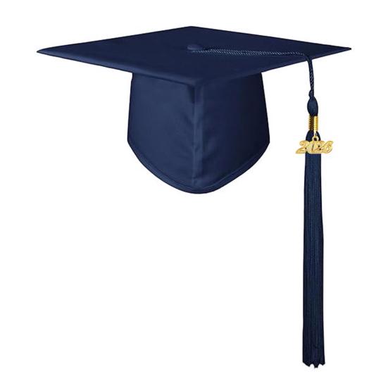 Унисекс Матовая академическая шапочка с кисточкой-шармом 2026 года Взрослые Поздравляем Выпускной аксессуар для средней школы Бакалавр Магистр