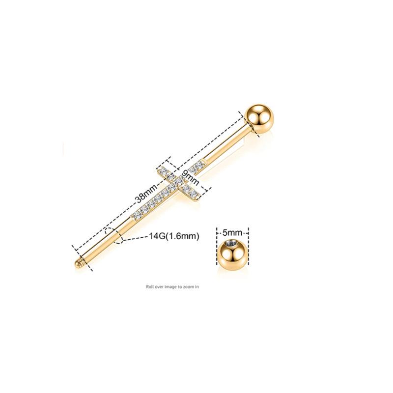 Титановая штанга G23 с цирконом и инкрустированным цирконом для пирсинга хряща уха