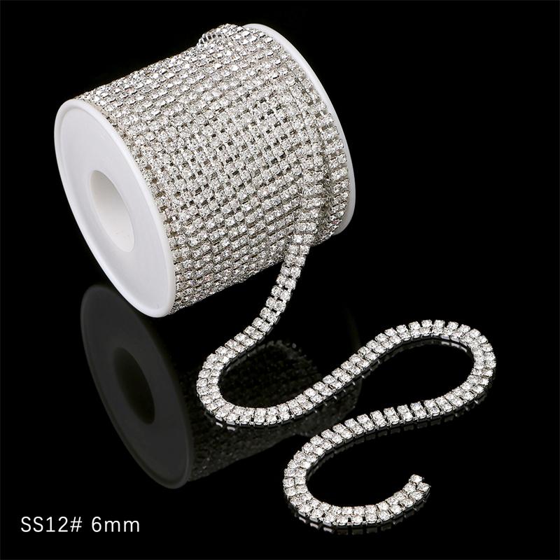 1Yard 2Rows 1Row Crystal Rhinestone Chain Sew-On Glue-On Pearls Trim Copper Cup Chain For Clothes DIY Jewelry Making Accessories
