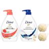 Dove Body Wash Twin Pack with Bath Sponges