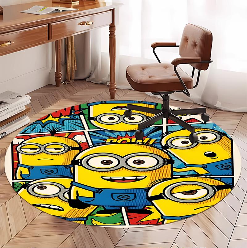 Minions Pattern Round Rug, Indoor/Outdoor Mat, for Picnic, Gameroom, Bedroom, Office, Living Room, Home Decor Carpet, Birthday Gift