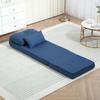 Low Chair Convertible Sofa Bed Single Armchair with 1 Cushion with Adjustable Backrest, Dark Blue