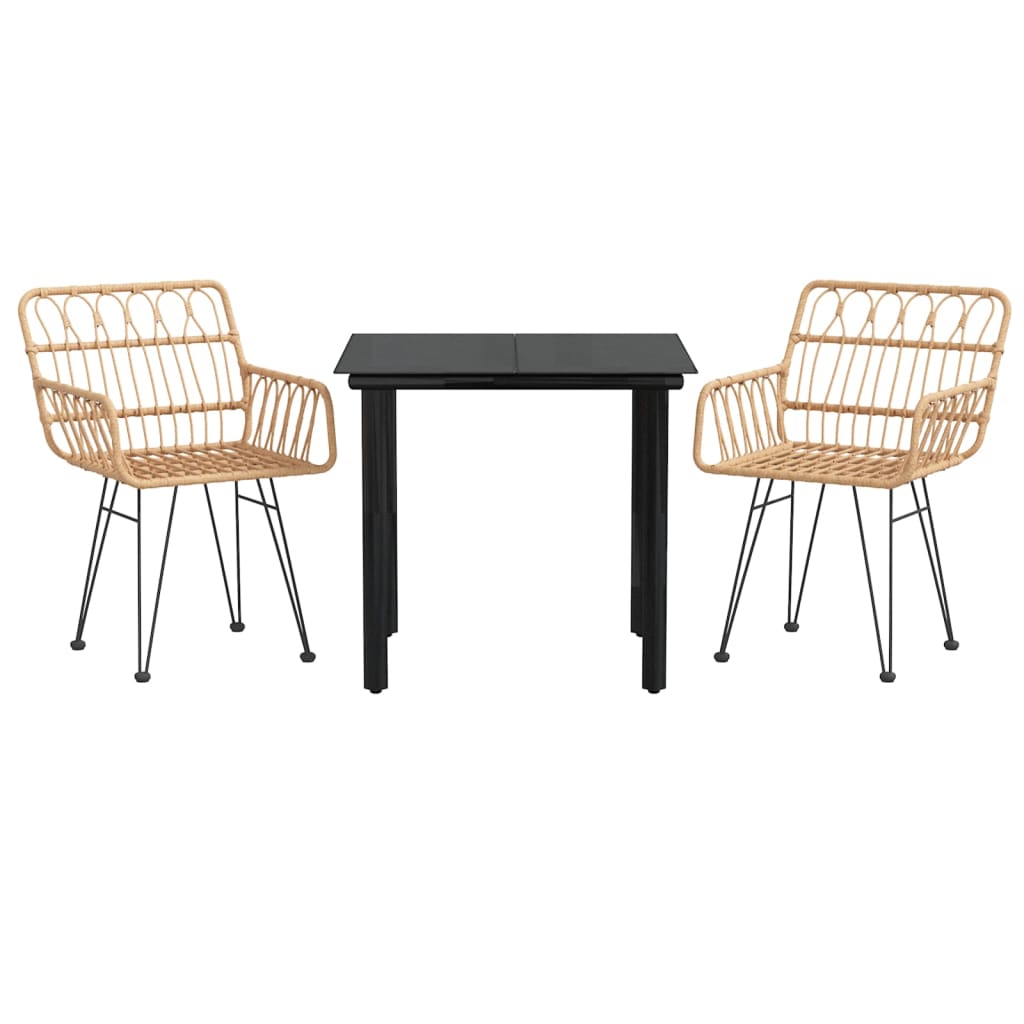 vidaXL 3-tlg. Garten-Essgruppe Poly Rattan