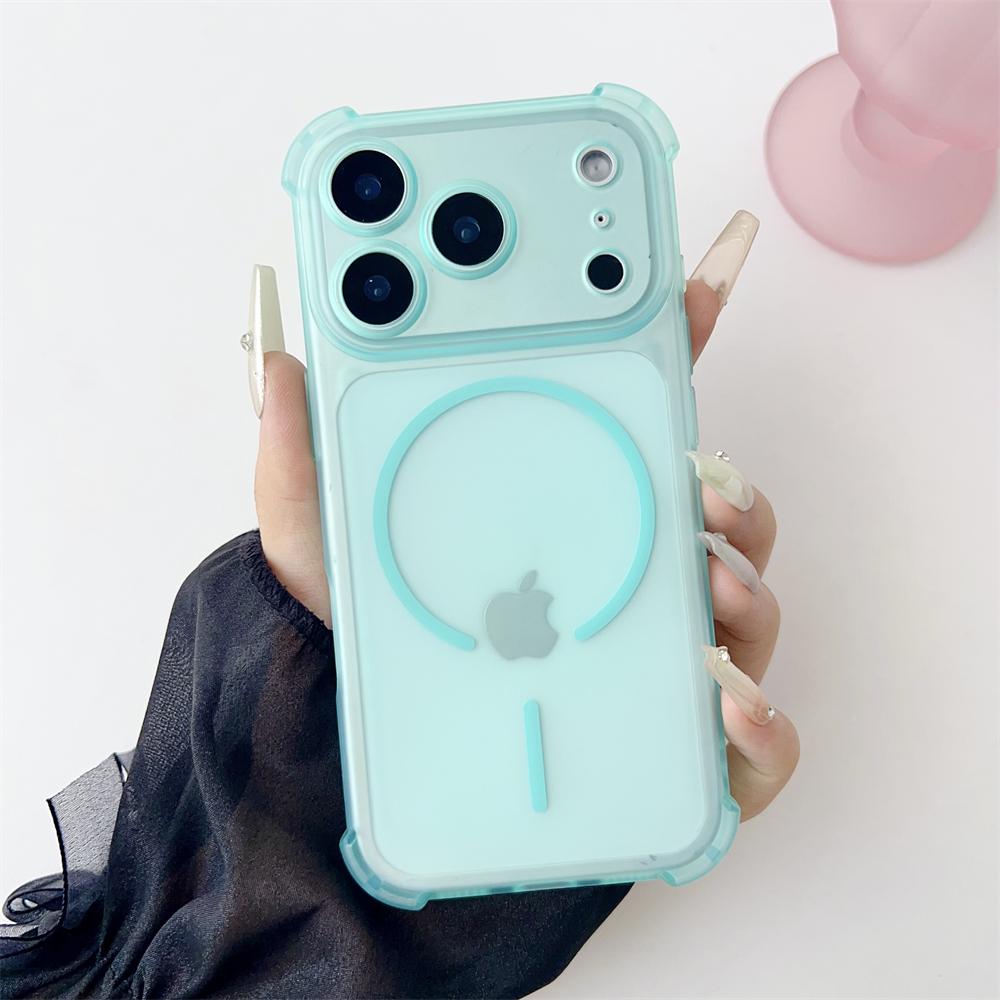 Прозрачный противоударный чехол с усиленными углами для For Iphone 17 Air 16 1 Plus 14 13 12 Pro Max, магнитный, цвет конфеты