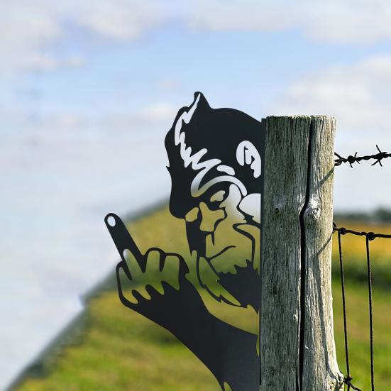 Peek-a-Boo Sasquatch металлический знак двухсторонний силуэт выглядывающего животного средний палец Sasquatch садовый художественный знак для наружной стены дерево забор декор