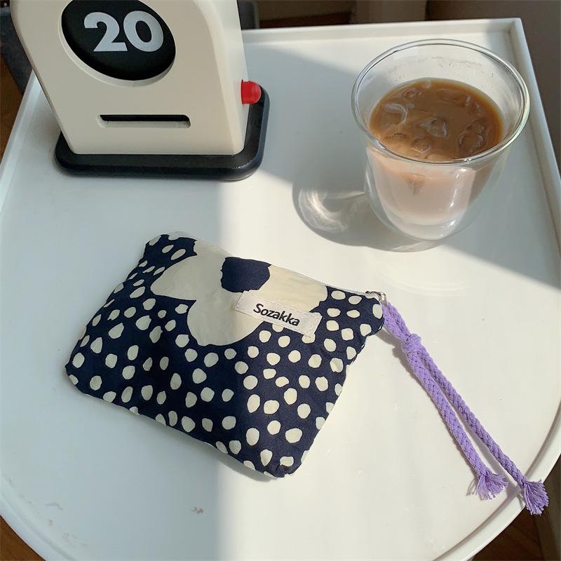 Мини-сумки-органайзеры из хлопка с цветочным принтом для женщин, маленькая тканевая косметичка для макияжа, маленькая сумочка для монет, детский косметичка