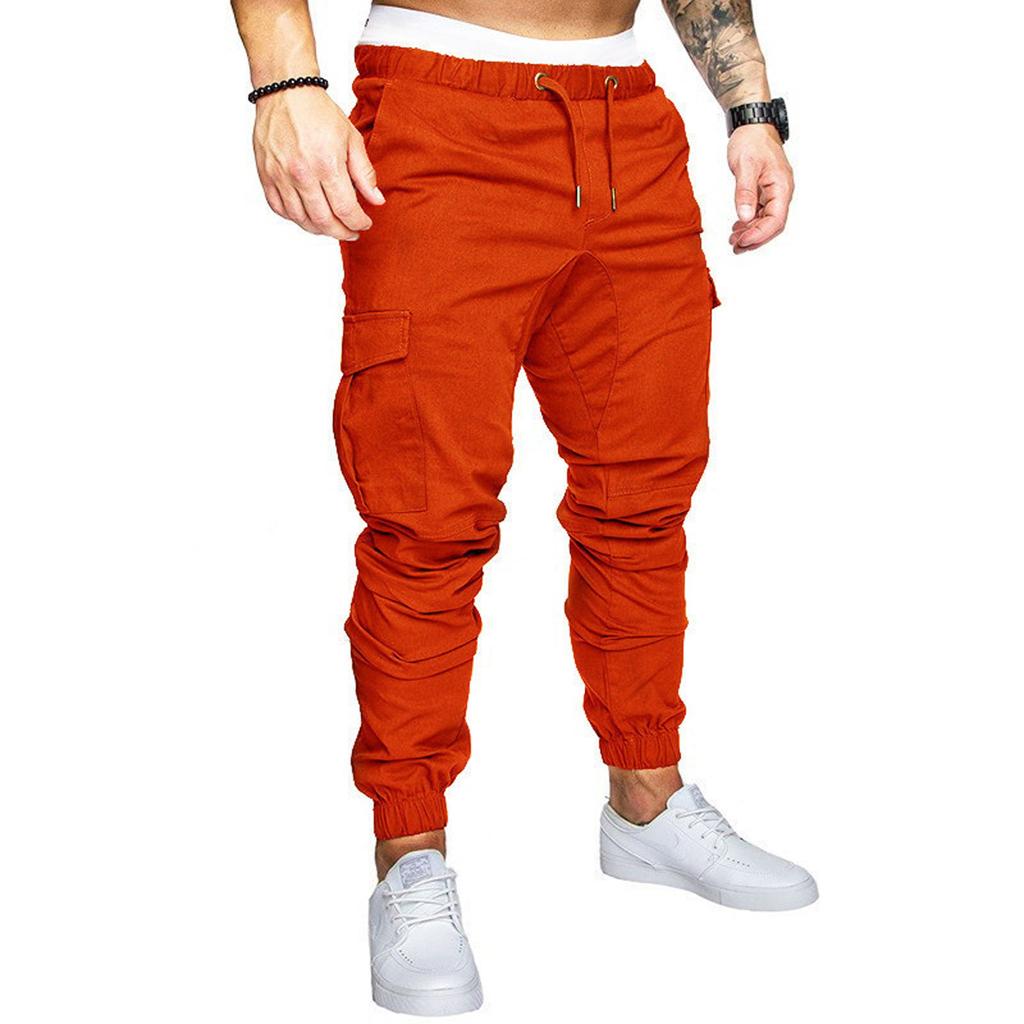 Men's Casual Workwear Multi-Pocket Trousers Sports Drawstring Trousers
