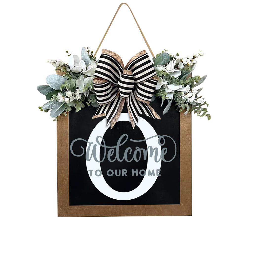 New Surname Year Round Front Door Wreath, Front Door Welcome Sign, 26 Letter Wreath With  Wreath And Bow