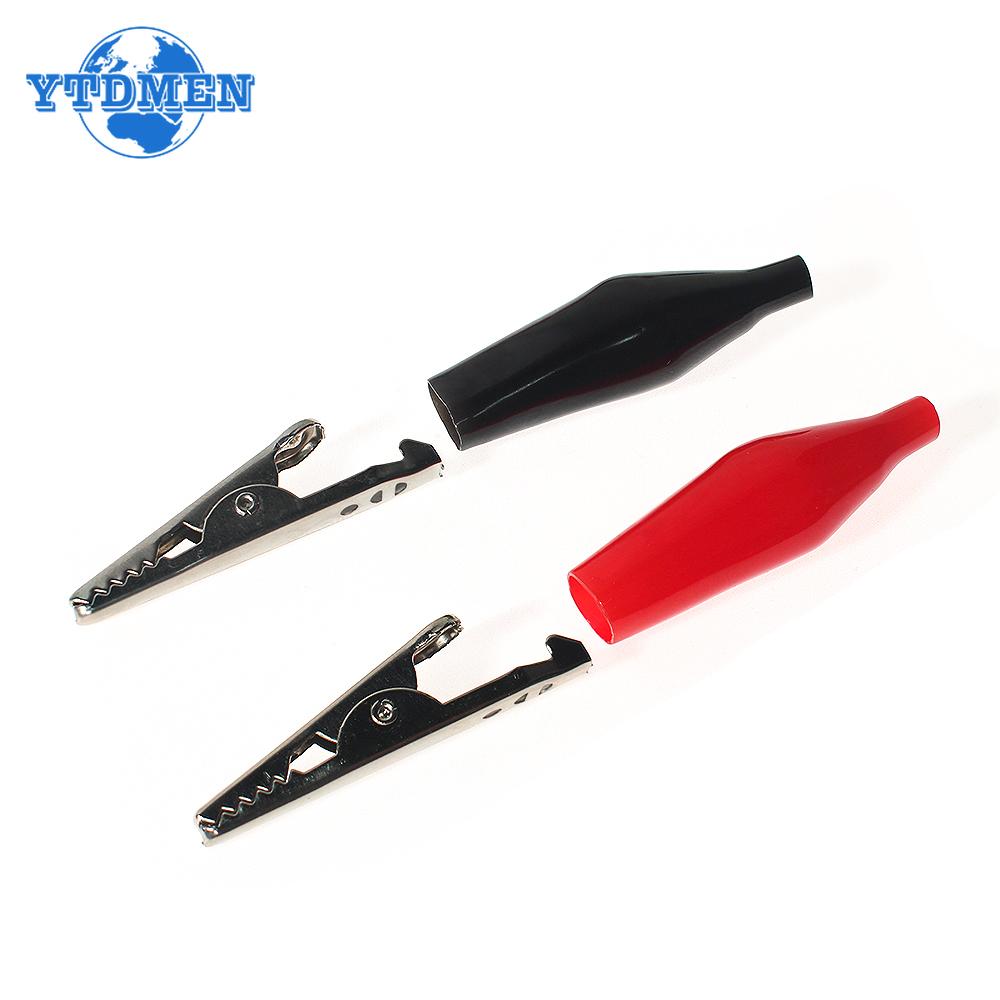 5PCS Alligator Clips 28mm 35mm 45mm Crocodile Type Clips Electrical Clamps Testing Probe Meter Black Red with Plastic Coated