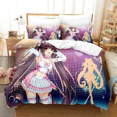 3D Печать Аниме Кавайные Девочки Nekopara Комплект Постельного Белья Односпальный Полуторный Полный Евро Кинг Размер Комплект Постельного Белья Взрослый Детская Спальня Комплекты Пододеяльников
