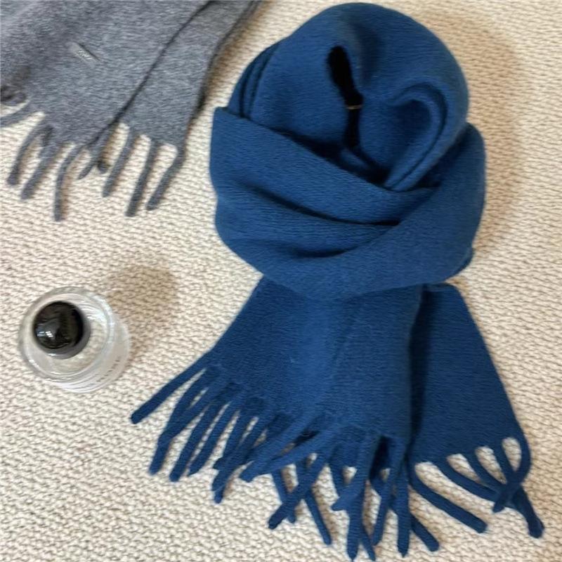 New Winter High end October Siege All Match Solid Color Wool Scarf for Women Thickened Warm Long Scarf