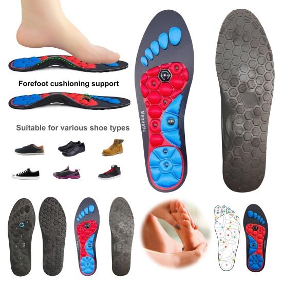 2 пары магнитных акупрессурных стелек, дышащие обезболивающие вставки для обуви для мужчин и женщин, поддержка свода стопы, ортопедические амортизирующие массажные подушечки для ног