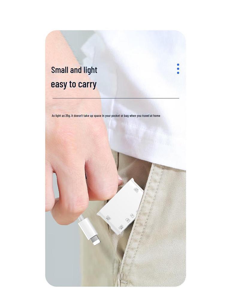 Biaz Lightning Port OTG Multi-Function Converter for U Disk, TF/SD Card, and Charging Support