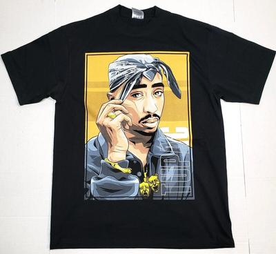 Футболка TUPAC SHAKUR 2Pac Уличный стиль Хип-хоп Рэп Мужская футболка Черная Новая