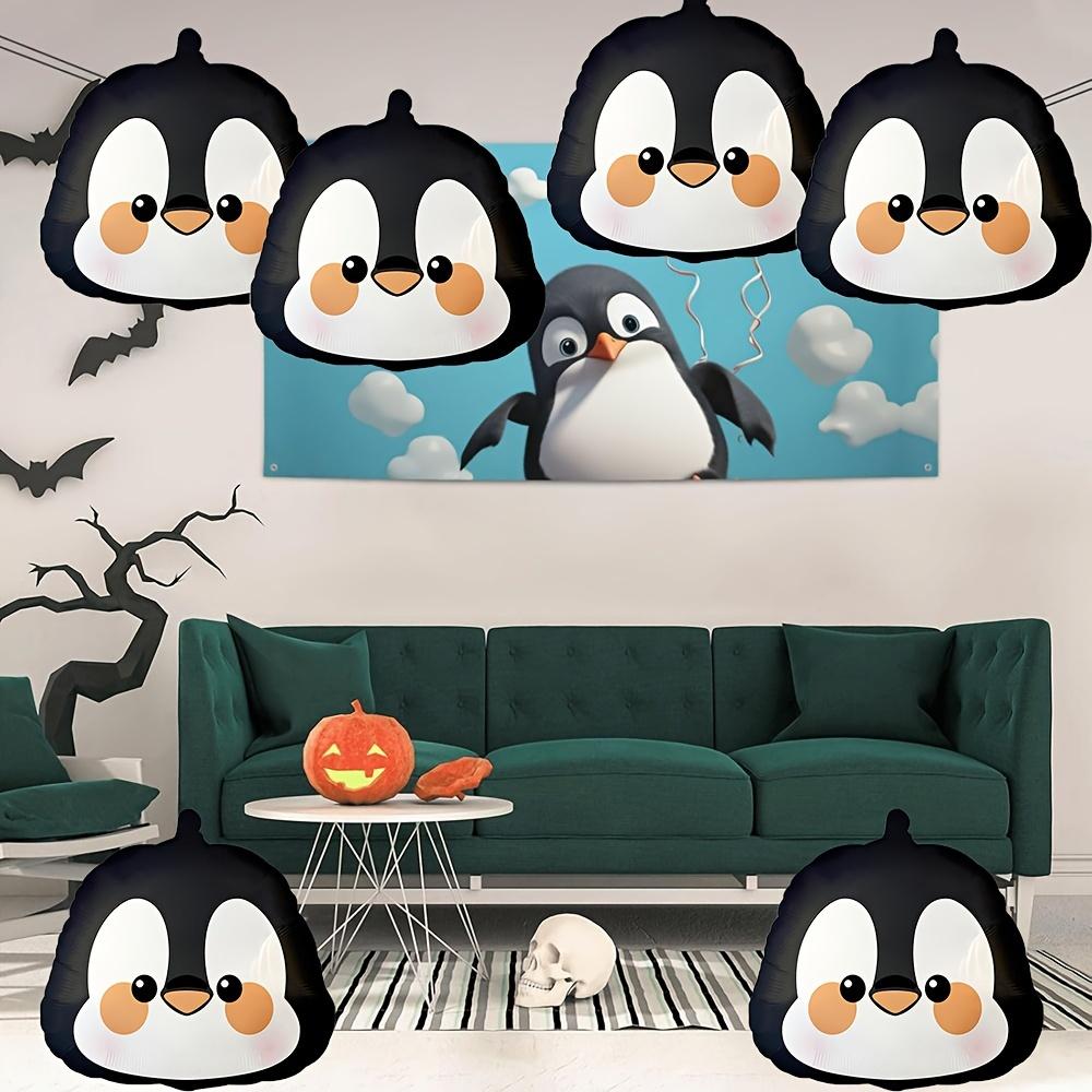 6-Pack of Penguin Head Foil Balloons Suitable for Birthday Parties and Animal-Themed Party Decorations