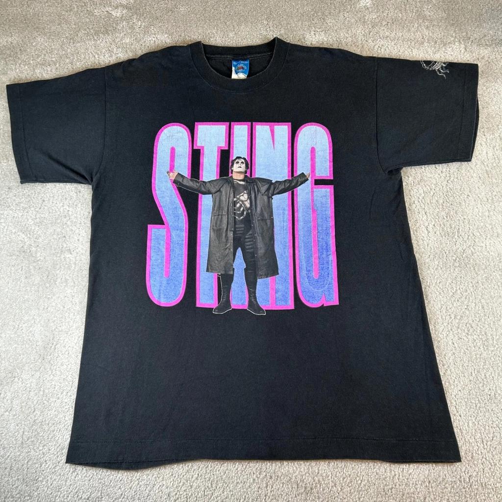 Винтажная футболка с графическим принтом Sting WCW Wrestling 90-х годов, черная, мужская, размер L, с рукавом-скорпионом