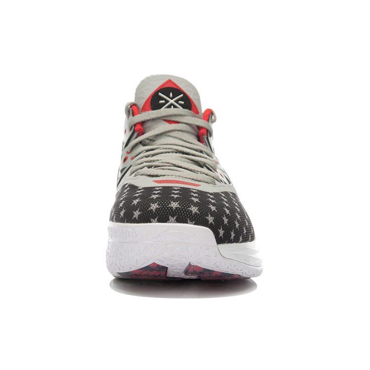 Li Ning WOW 4 Амортизирующие, износостойкие Баскетбольные кроссовки средней высоты Унисекс Черный Серый Красный ABAK033-15