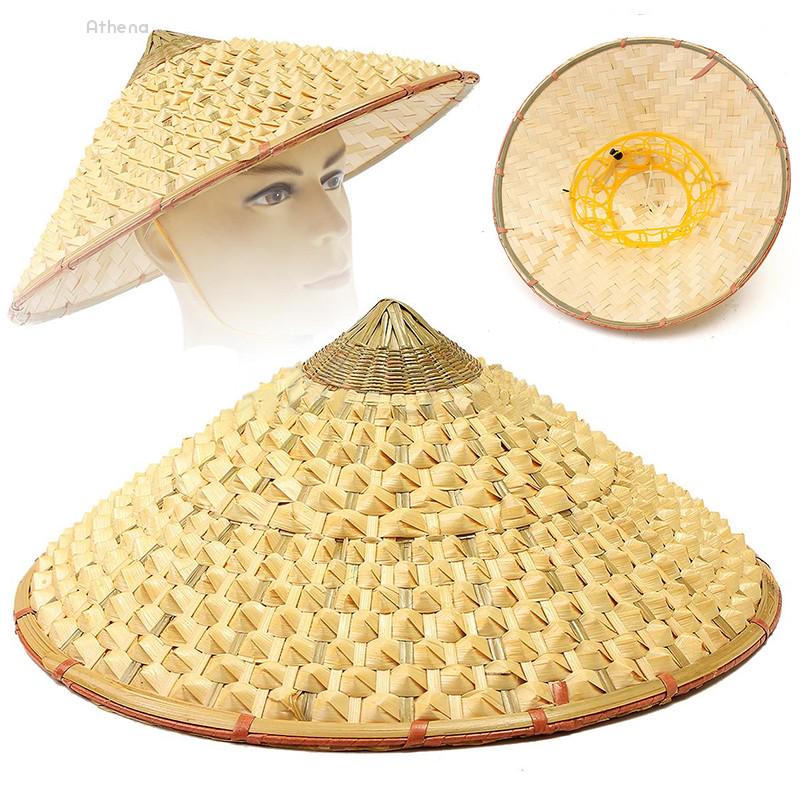 Peigu Oriental Vietnamese Chinese Asian Straw Cone Shaped Fishing Sun Rice Bamboo Hat