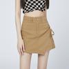 Drawstring High Waist Denim Skirt for Women Summer Casual A-line Shorts Skirt Jeans Y2k Female Clothing Khaki Blue Black