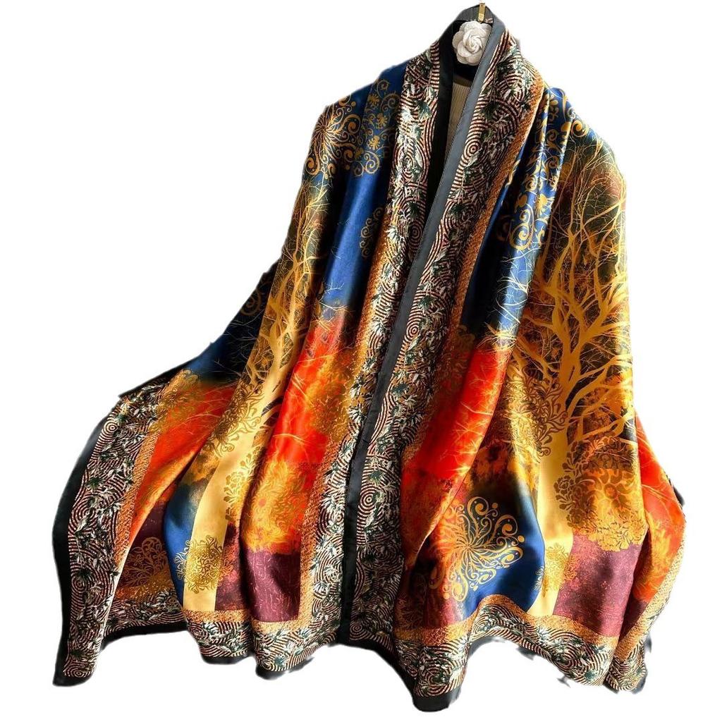 Hangzhou Silk Silk Scarf Autumn and Winter Shawl Two-purpose Thin Style Versatile Fashion New High-end High-end Exterior Matching