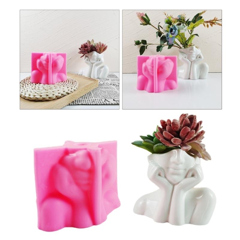 Силиконовая форма для цветочного горшка, бетонная цементная форма для горшка для растений, форма для цветочного горшка, форма для эпоксидной смолы, держатель для кистей для макияжа, форма-органайзер