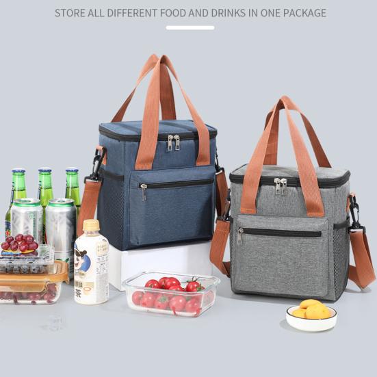 Изолированная сумка для ланча 550 мл, герметичная сумка-холодильник с сетчатыми карманами, термоконтейнер для еды