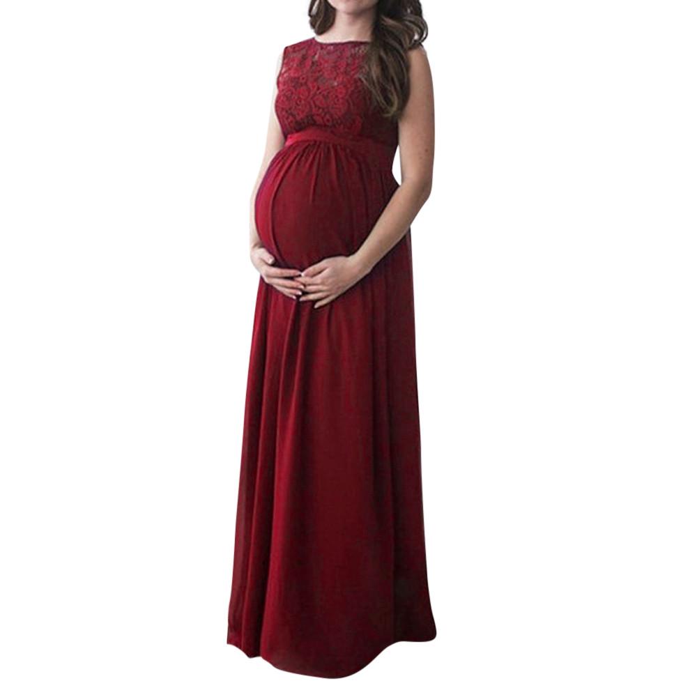 Women Pregnant Lace Long Maxi Maternity Gown Photography Props Dress Clothes