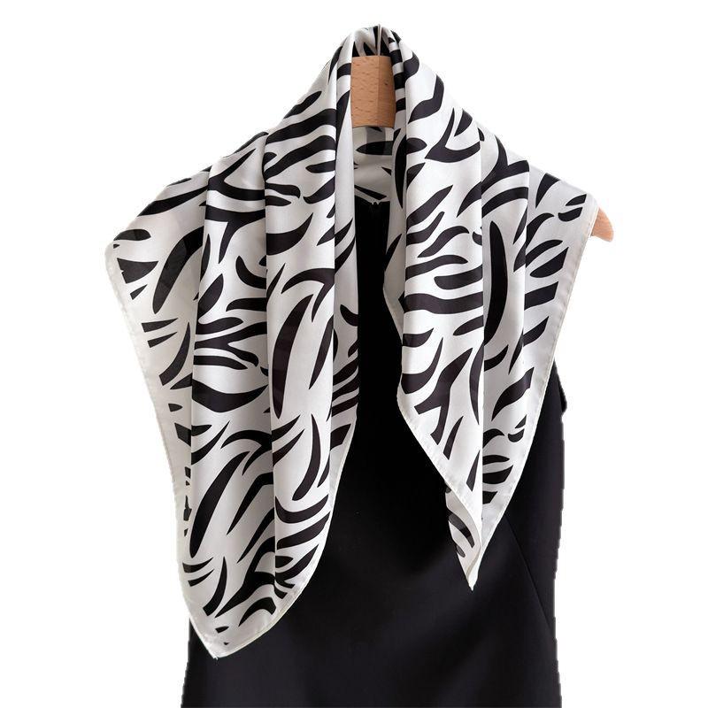 Модный шелковый шарф с принтом зебры – Универсальная квадратная шаль/платок на голову для дам
