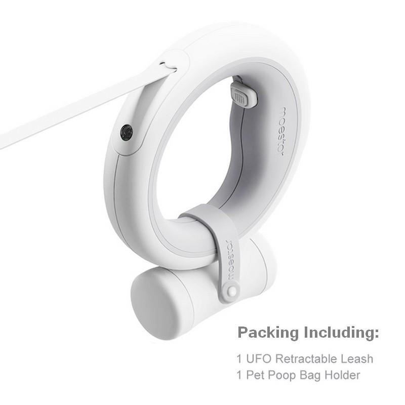 Moestar Retractable UFO Pet Leash With LED Light Night Walk Smart Dog Leash Hand Free Anti-Shock Gray Color