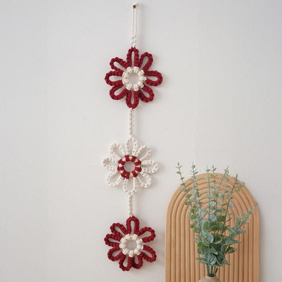 Nordic Handmade Sunflower Tassel Wall Hanging Bohemian Cotton Rope Decoration for Kid's Room Peace And Luck Tapestry Ornament Room Decor