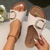 Fashion Kidmi 2025 Women Slippers Cork Sole Fashion Women Single Buckle Flip Flops Open Toe Beach Sandals Leisure Fashion House Slippers
