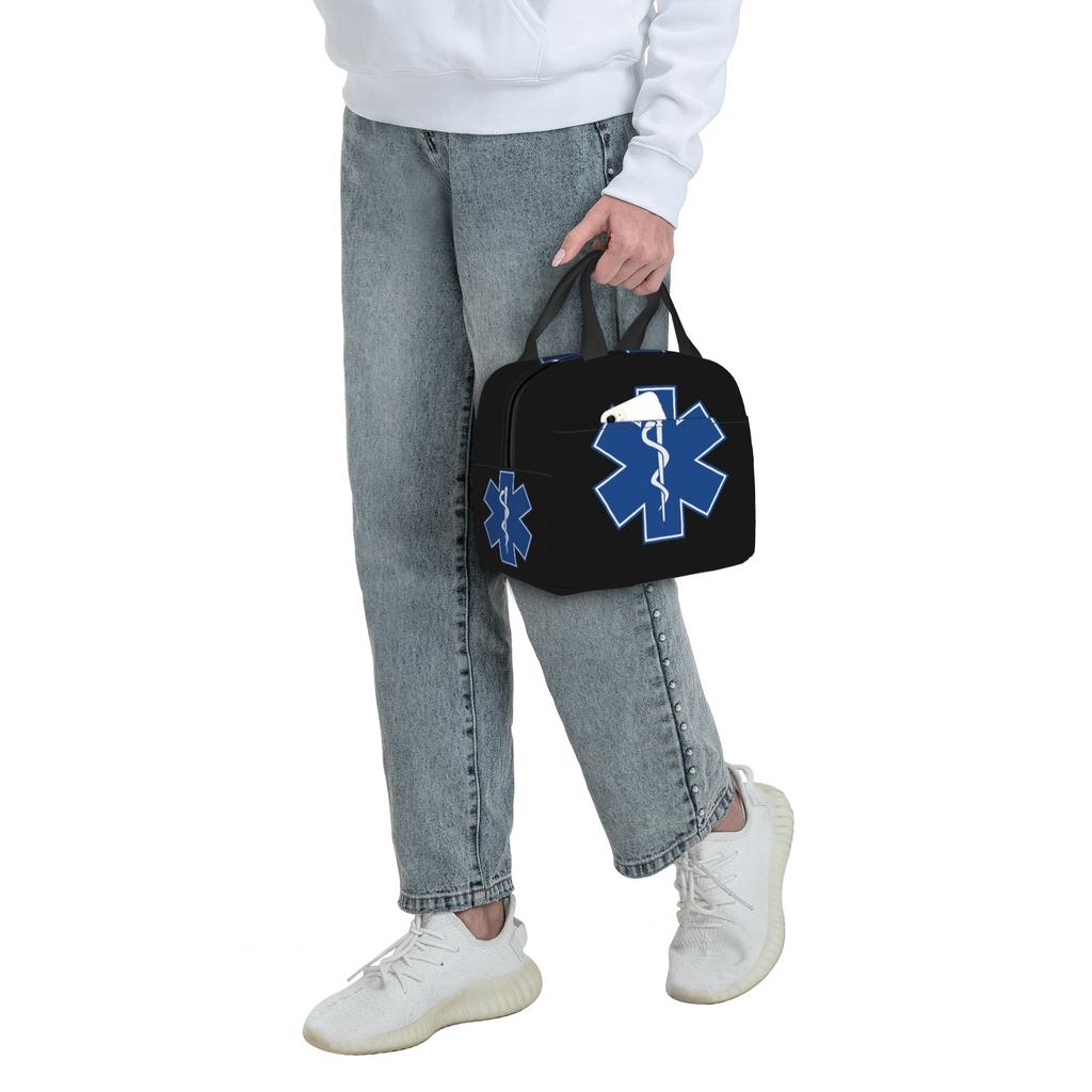 Star of Life EMT Health Care Resuable Lunch Box for Women Waterproof Paramedic Thermal Cooler Food Insulated Lunch Bag School