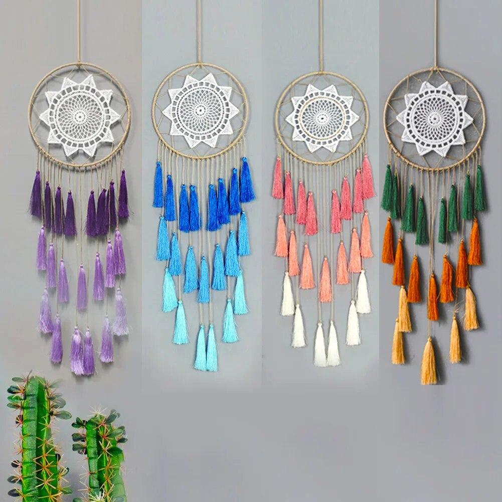 INS Nordic Boho Decor Tassel Handmade Woven Wall Hanging Creative Wind Chimes Decoration Pendant Home Decoration Accessories