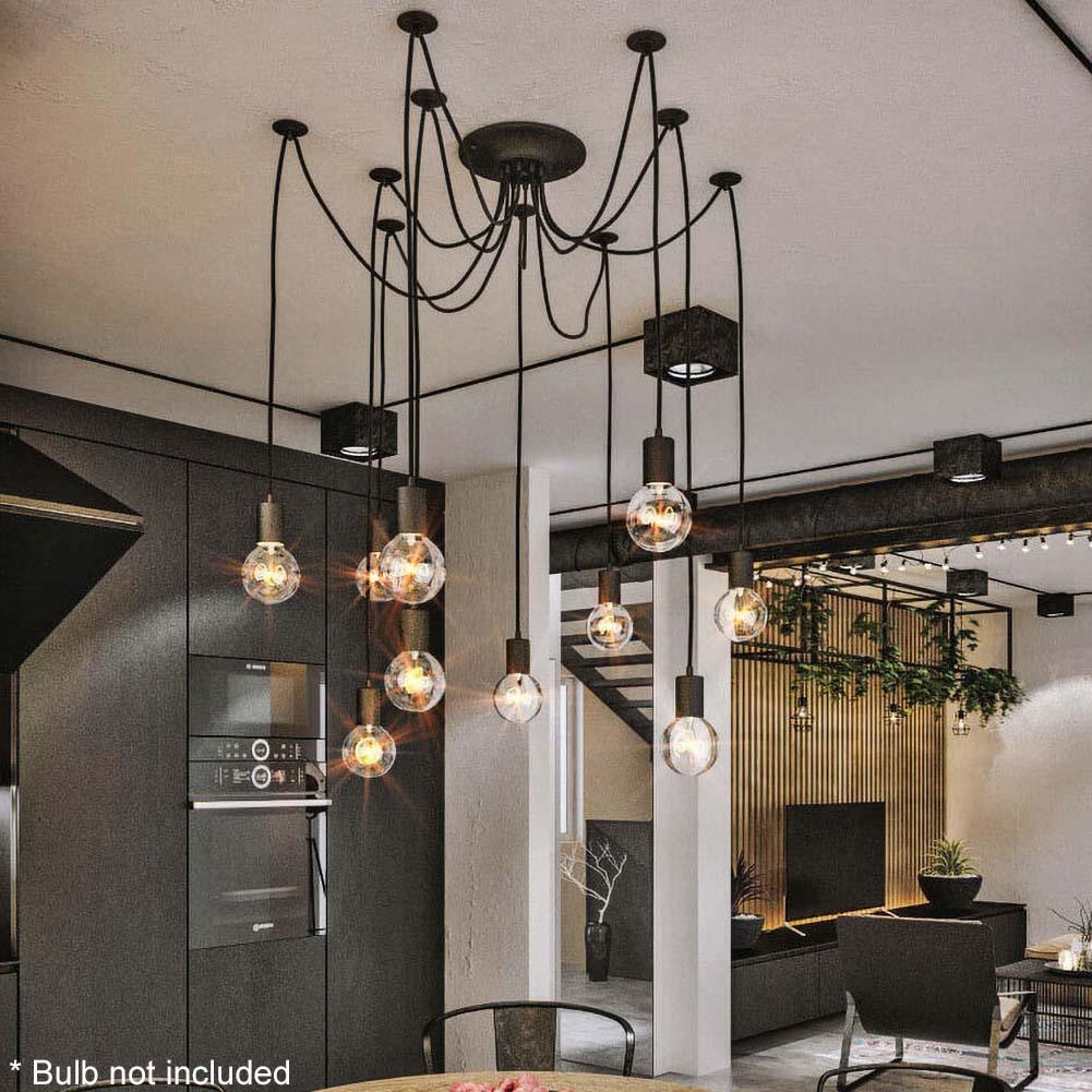 Мода Ретро E27 Творческая домашняя мебель Украшение Черное потолочное освещение