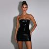 Женские осенне-зимние глянцевые сексуальные платья-бюстье с открытой спиной и приталенными бедрами