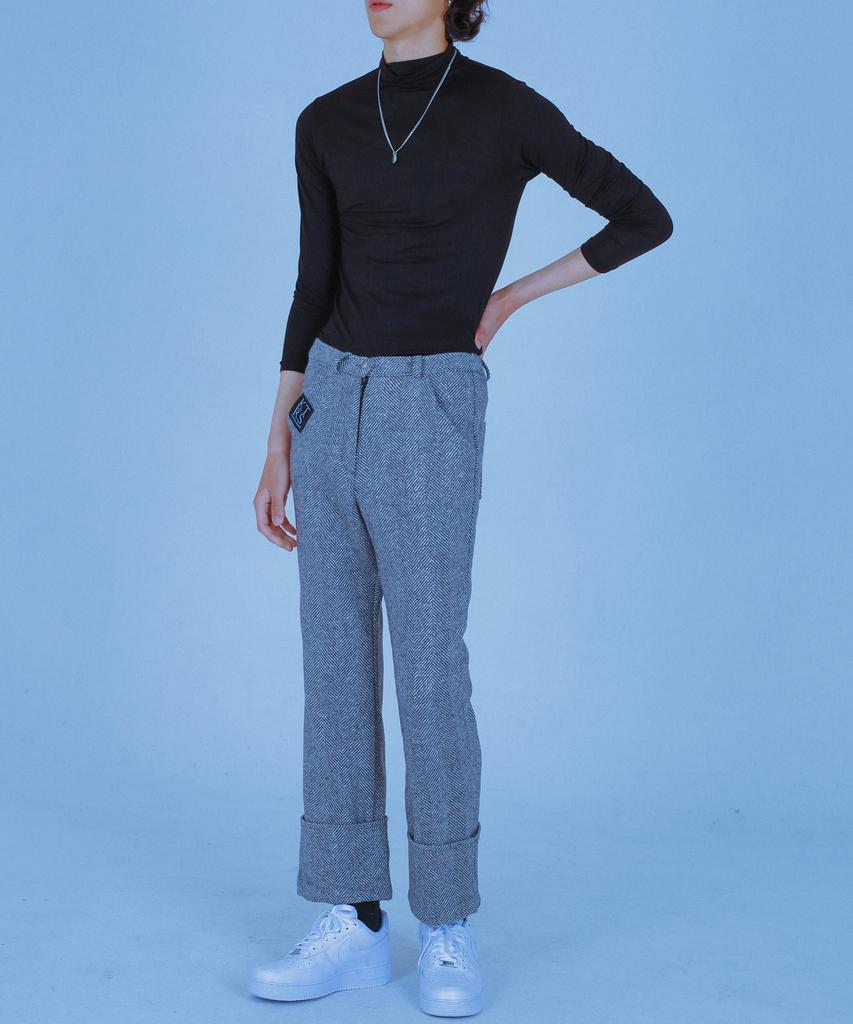KATHARSIS Herringbone Cuff Slacks Grey_Free