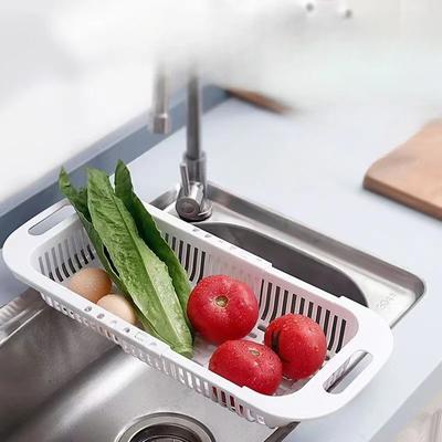 Двухслойная многофункциональная выдвижная корзина для сушки посуды, овощей, фруктов, пластиковая корзина-фильтр
