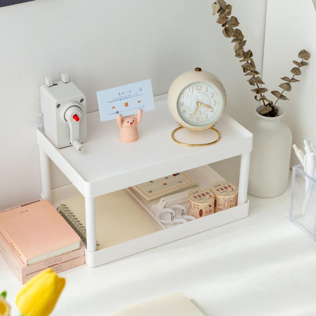 2-layer Shelf Desktop Storage Shelf Stationery Finishing Cosmetics