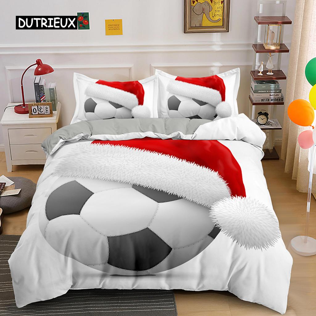 Футбольный комплект постельного белья Футбольный комплект постельного белья для мальчика-подростка Микрофибра Спортивный нарядный пододеяльник с рисунком футбольного мяча Покрывало