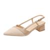 French Bag Head Sandals Pointed Toe with Nude High Heels Women's Summer New Thick Heel Single Shoes 5cm