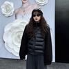 Зима новинка женская морозостойкая теплая и тонкая в иностранном стиле резинка хлопковый наполнитель одежда модный дизайн стойка воротник контрастная вставка рукава пух хлопковый наполнитель